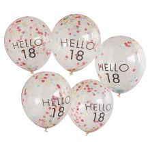 5 Hello 18 Milestone Balloons - Eco Brights