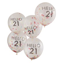 5 Balloons Hello 21 Milestone - Brights