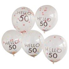 5 Hello 50 Milestone Balloons - Brights