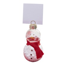 5 Place Card Holders - Snowman With Confetti - Glass