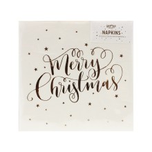 20 Paper Napkins - Foiled - Merry Christmas - Gold