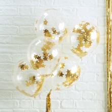 5 Balloon - Confetti - Gold Star