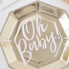 8 Paper Plates - Gold