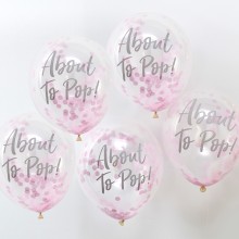 5 Balloons - 12" Confetti - Pink - About To Pop