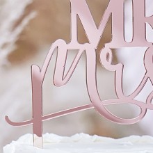 1 Cake Topper - Mr and Mrs - Rose Gold Acyrlic