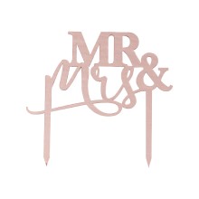 1 Cake Topper - Mr and Mrs - Rose Gold Acyrlic