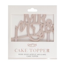 1 Cake Topper - Mr and Mrs - Rose Gold Acyrlic