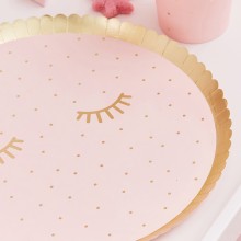 8 Gold Foiled and Pink Eye Mask Shaped Plate