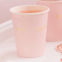 8 Gold Foiled andd Pink Sleepy Eyes Paper Cup