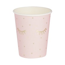 8 Gold Foiled andd Pink Sleepy Eyes Paper Cup