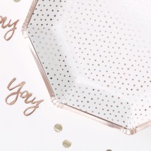 8 Paper Plates - - Spotty - Rose Gold