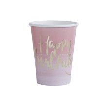 8 Paper Cups - Foiled - Ombre - Pink