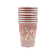 8 Paper Cups - Foiled - Ombre - Pink