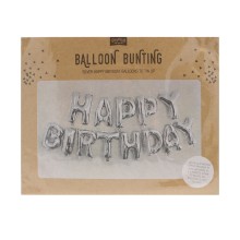 1 Bunting - Balloon - Happy Birthday - Silver