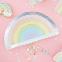 8 Paper Plates - Rainbow - Foiled