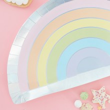 8 Paper Plates - Rainbow - Foiled