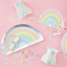 8 Paper Plates - Rainbow - Foiled