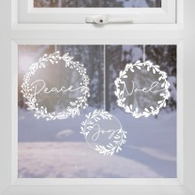 3 Window Stickers - White Wreaths