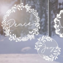 3 Window Stickers - White Wreaths