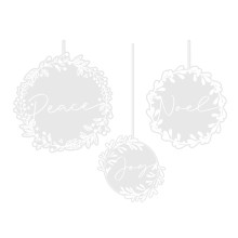 3 Window Stickers - White Wreaths