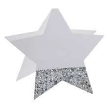 6 Place Cards - Star Shaped - Silver Glitter