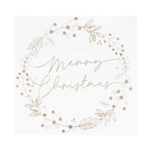 16 Paper Napkins - Merry Christmas - Gold Foiled