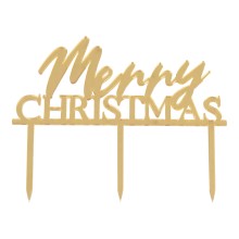 1 Cake Topper - Merry Christmas - Gold Acrylic