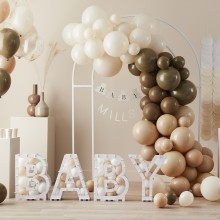 10 Balloon Bundle - Mixed Slogan and Confetti - Taupe