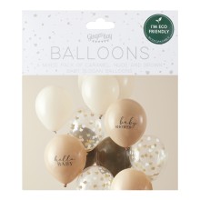 10 Balloon Bundle - Mixed Slogan and Confetti - Taupe