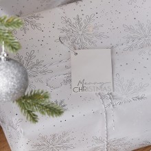 5 Wrap Kit - Silver Foiled Snowflakes - Wrap, Ribbon & Tag